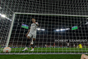 Paulo Dybala's first goal during the UEFA Europa League final at Puskás Aréna on May 31, 2023 in Budapest, Hungary.
