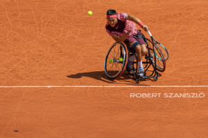 Tokito Oda serves against Alfie Hewett on the final at Roland Garros Grand Slam Tournament - Day 14 on June 10, 2023 in Paris, France.
