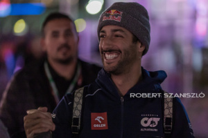 Daniel Ricciardo of Australia and Scuderia AlphaTauri arrives to the paddock before the practice session at Formula 1 Heineken Silver Las Vegas Grand Prix on Nov 16, 2023 in Las Vegas, USA.

