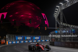 Carlos Sainz of Spain and Scuderia Ferrari driver goes during the practice session at Formula 1 Heineken Silver Las Vegas Grand Prix on Nov 16, 2023 in Las Vegas, USA.

