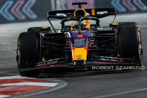 Max Verstappen of Netherland and Oracle Red Bull Racing driver goes during the practice session at Formula 1 Heineken Silver Las Vegas Grand Prix on Nov 16, 2023 in Las Vegas, USA.
