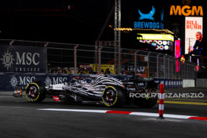 Daniel Ricciardo of Australia and Scuderia AlphaTauri driver goes during the practice session at Formula 1 Heineken Silver Las Vegas Grand Prix on Nov 16, 2023 in Las Vegas, USA.

